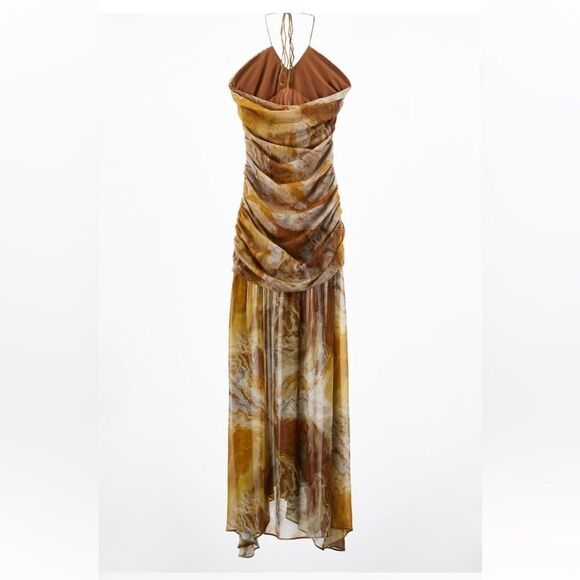 Zara tie back printed pure silk dress (Rare Find) - Picture 8 of 10